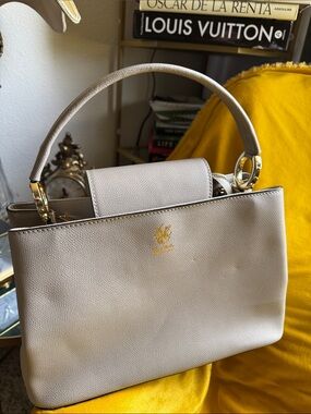 Taupe medium-sized handbag, genuine leather Vera Pelle | Unique Fashion